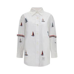 Thom Browne White Cotton Pattern Women's Shirt